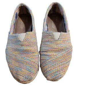 TOMS Women's Size 7.5 Playa Tribal Rainbow Glitter Woven Canvas Slip-On Shoes
